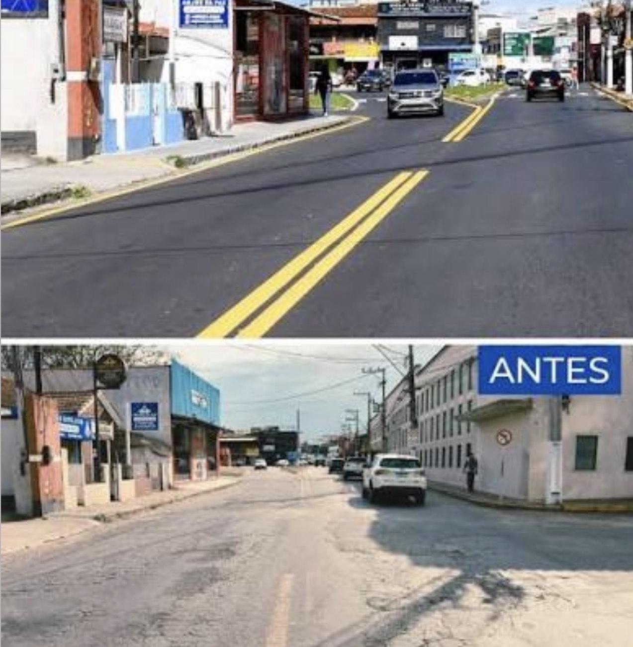 Antes e depois do Asfalto Presente 