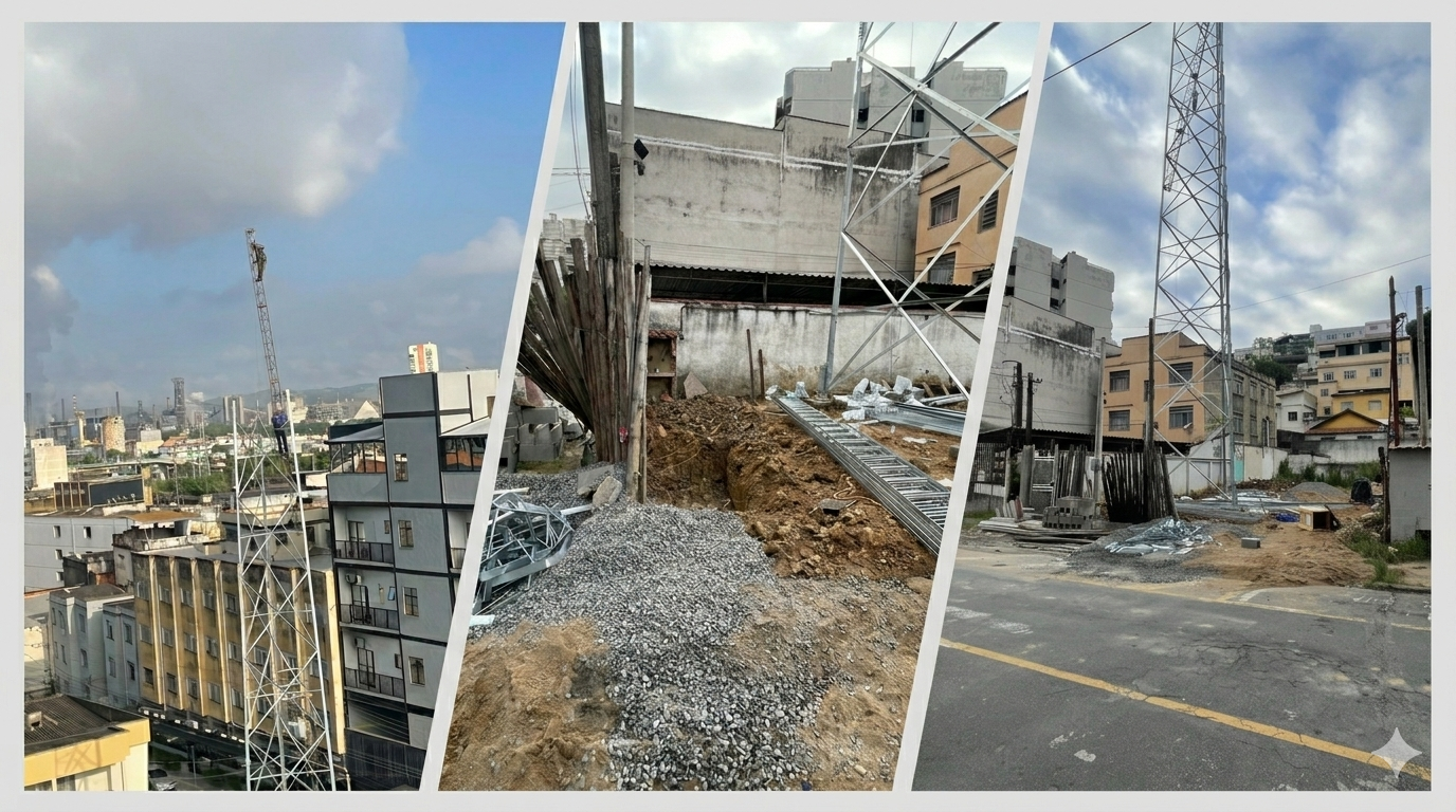 DENÚNCIA: Torre surge sem identificação em área residencial e expõe moradores a riscos em Volta Redonda