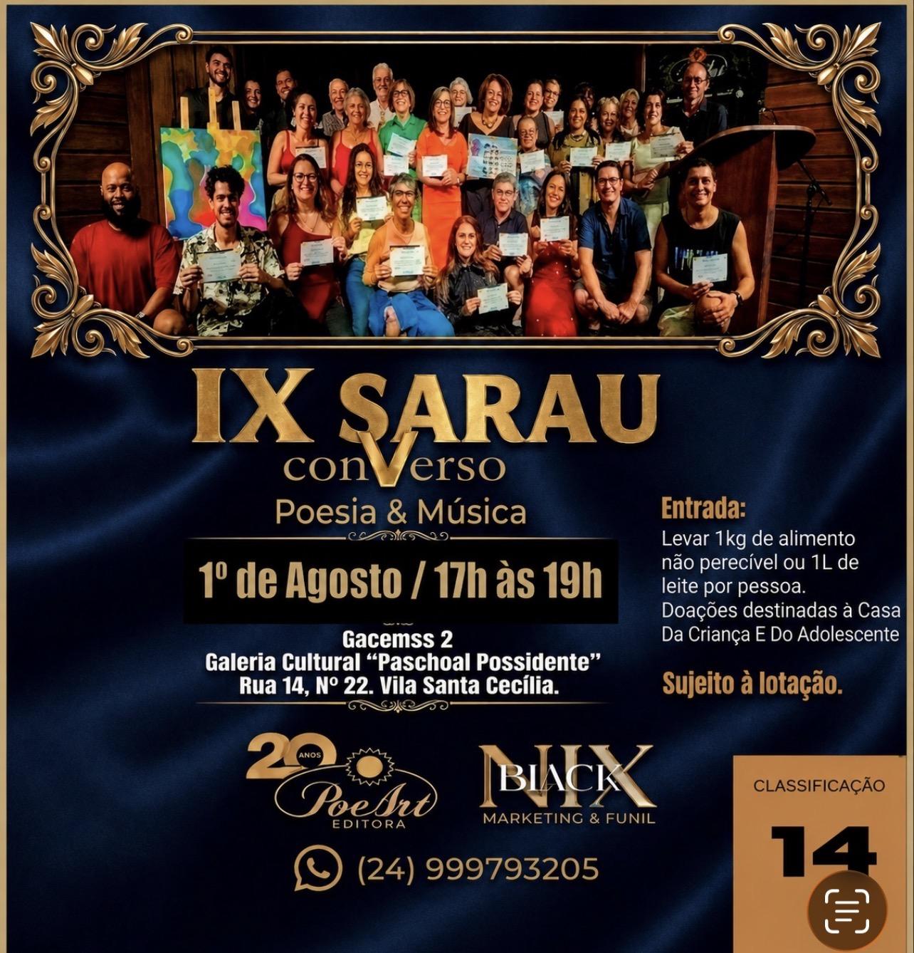 IX Sarau conVerso celebra poesia, música e solidariedade em Volta Redonda