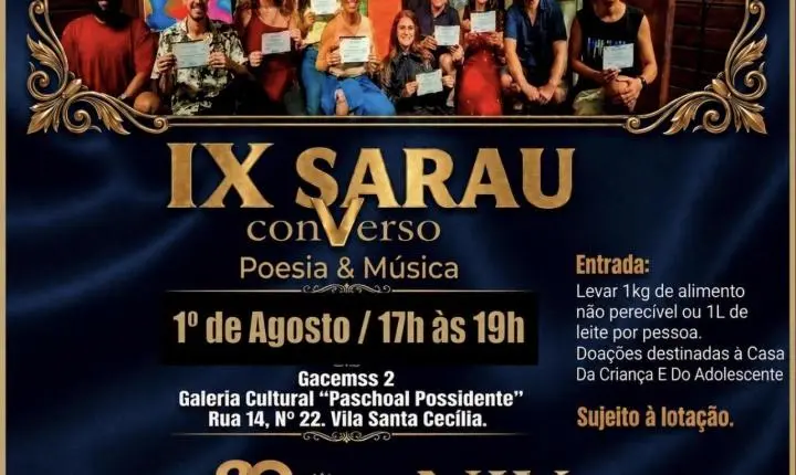 IX Sarau conVerso celebra poesia, música e solidariedade em Volta Redonda