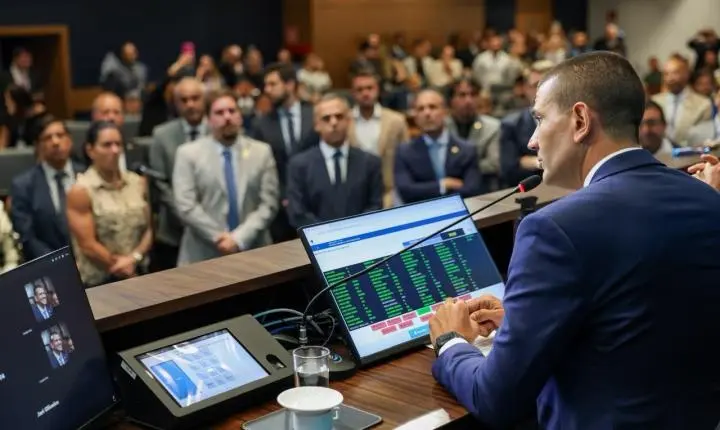 O Presidente da Alerj, Douglas Ruas discursa como governador eleito e defende a união entre os Poderes